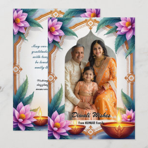 Cartão de Retrato de Desejos de Diwali em Aquarela