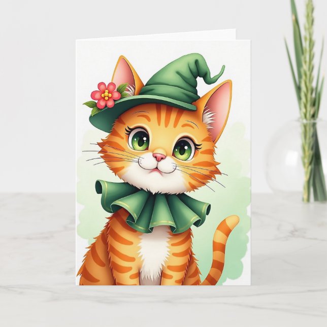 Cartão de retrato de gatinho laranja (Frente)