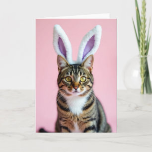 Cartão de retrato de gato fofo com orelhas