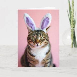 Cartão de retrato de gato listrado com orelhas fes