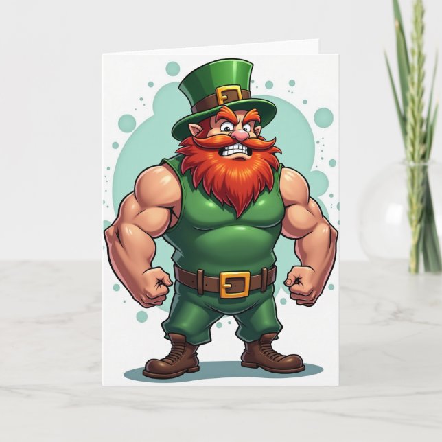Cartão de retrato de Leprechaun forte (Frente)
