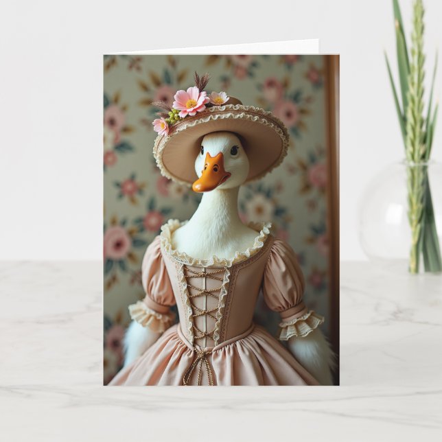 Cartão de retrato de pássaro com vestido (Frente)