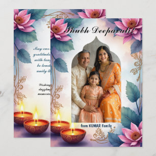 Cartão de retrato de Shubh Deepavali em aquarela