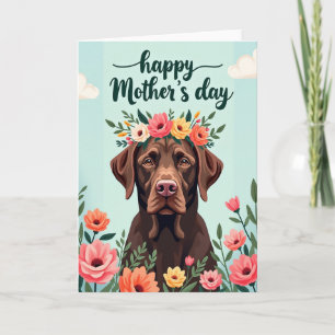 Cartão de Retrato do Cachorro no Dia das Mães Flor
