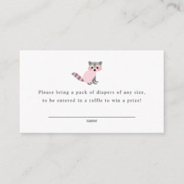 Cartão de rifa de fralda Raccoon para chá de frald