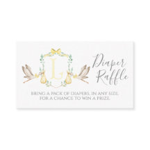 Cartão de Rifa de Fraldas de Cegonha Amarela