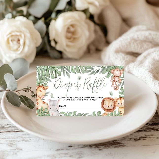 Cartão de Rifa de Fraldas Safari (Criador carregado)