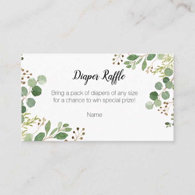 Cartão de Rifas de Fraldas - Chuvinha de Bebê (Frente)