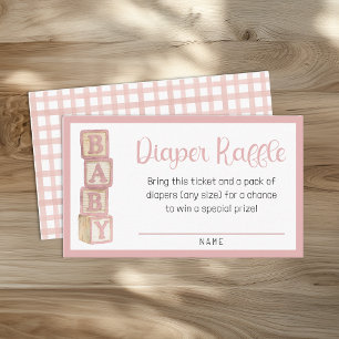 Cartão de Rifas de Fraldas Dusty Rose Inserção d