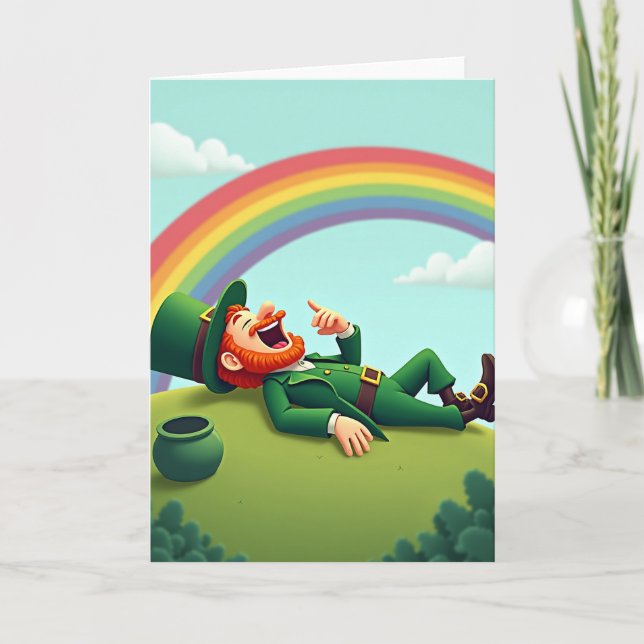 Cartão de Riso do Leprechaun Sortudo (Frente)
