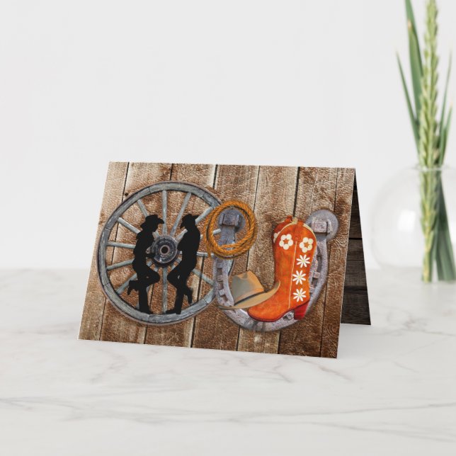 Cartão de roda de ferradura de vaqueiro ocidental (Frente)