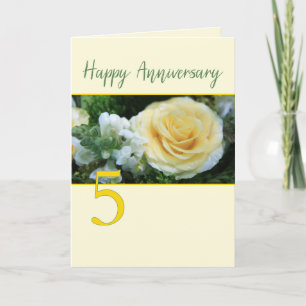 Cartão de Rosa Amarela do 5º Aniversário de Casame
