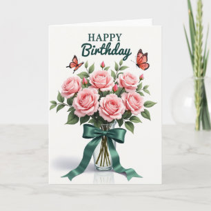 Cartão de Rosa Bege de Aniversário Doce
