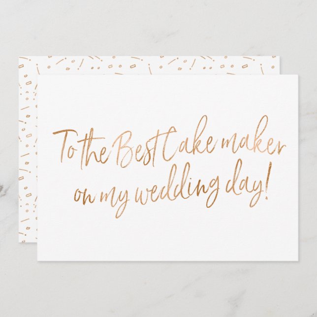 Cartão de Rosa Dourada para Confeiteiro de Casamen (Frente/Verso)