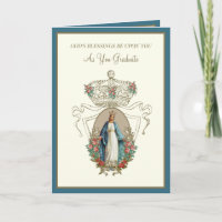 Cartão de Rosa Virgem Maria para Graduação Católic