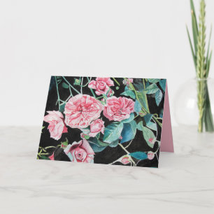 Cartão de Rosas Cor-de-Rosa flor roseiral aquarela