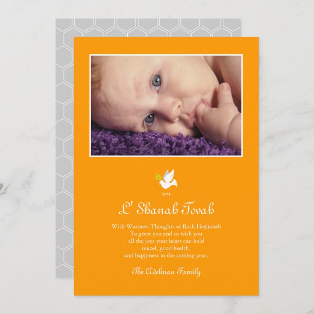 Cartão de Rosh Hashanah Pombo da Paz Shana Tova (Frente/Verso)