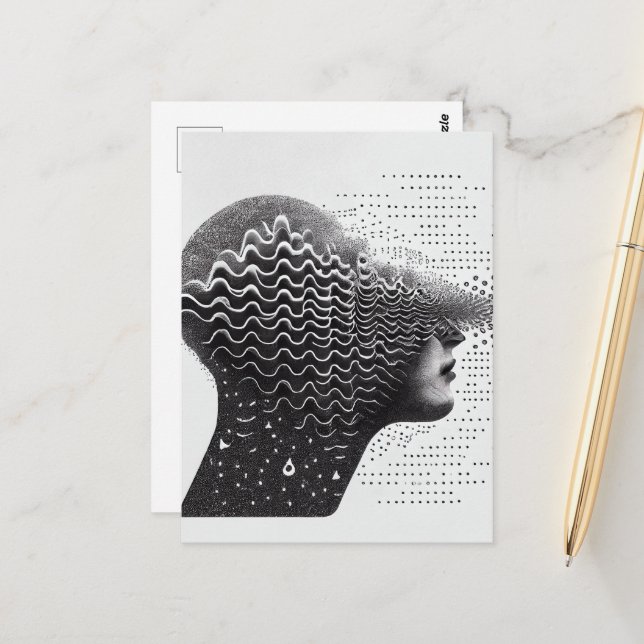 Cartão de rosto da mulher com ilusão óptica surrea (Frente/Verso In Situ)