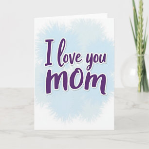 Cartão de Rótulo Roxo 'Eu Te Amo Mãe'