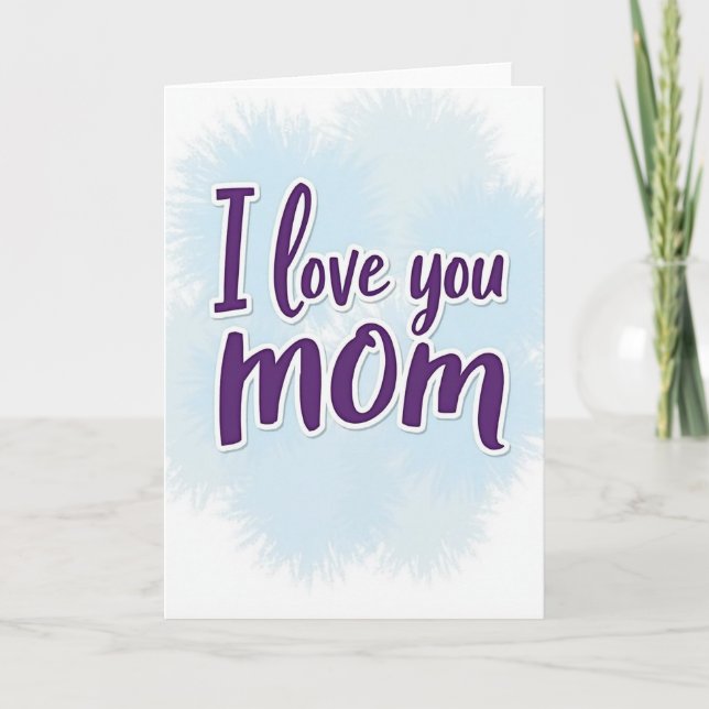 Cartão de Rótulo Roxo 'Eu Te Amo Mãe' (Frente)