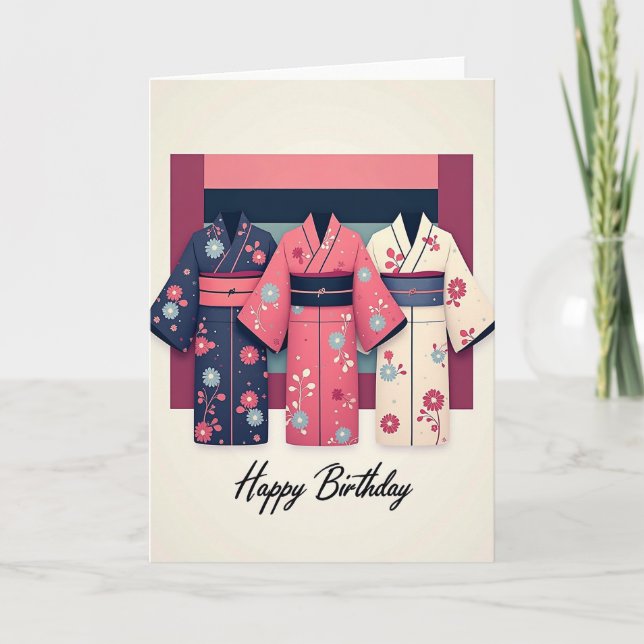 Cartão de Roupas Florais de Aniversário (Frente)