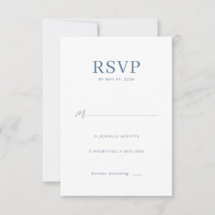 Cartão de RSVP Azul-Cinza Elegante