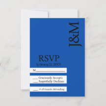 Cartão de RSVP azul cobalto minimalista