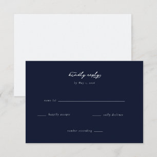 Cartão de RSVP Azul Elegante