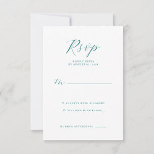 Cartão de RSVP Azul Elegante