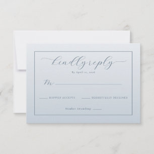 Cartão de RSVP Azul Elegante