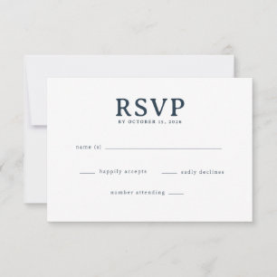 Cartão de RSVP Azul Elegante