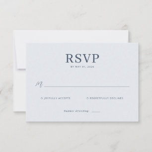Cartão de RSVP Azul Elegante