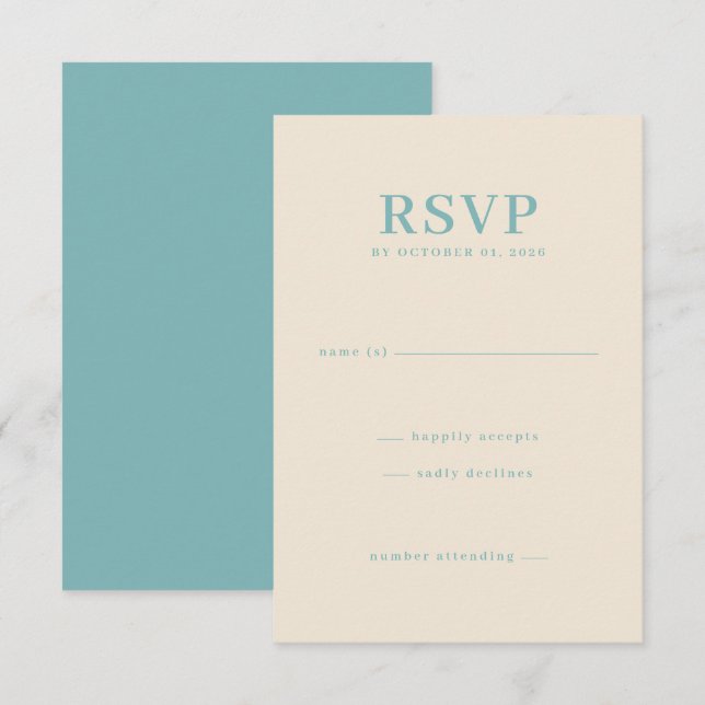 Cartão de RSVP Azul Elegante (Frente/Verso)