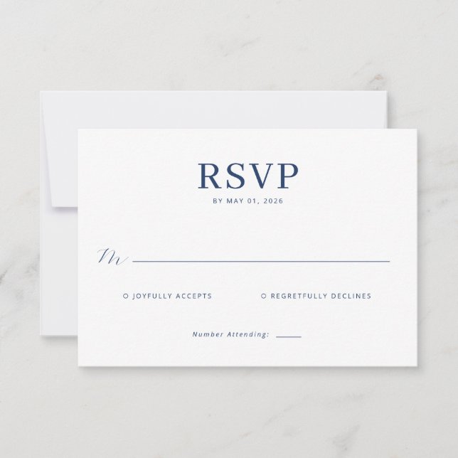 Cartão de RSVP Azul Elegante (Frente)