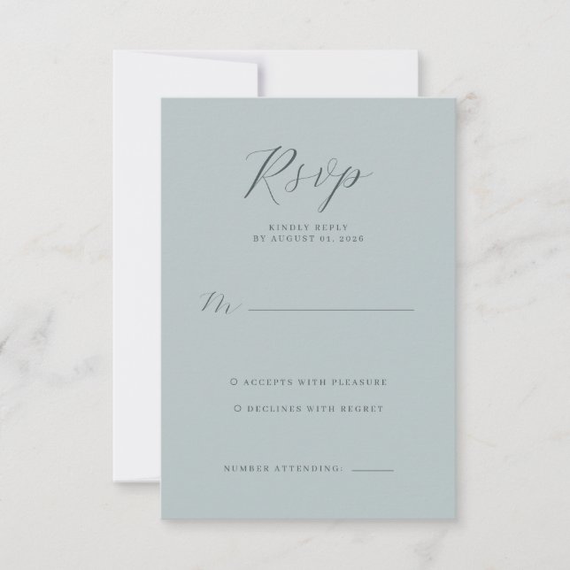 Cartão de RSVP Azul-Elegante (Frente)