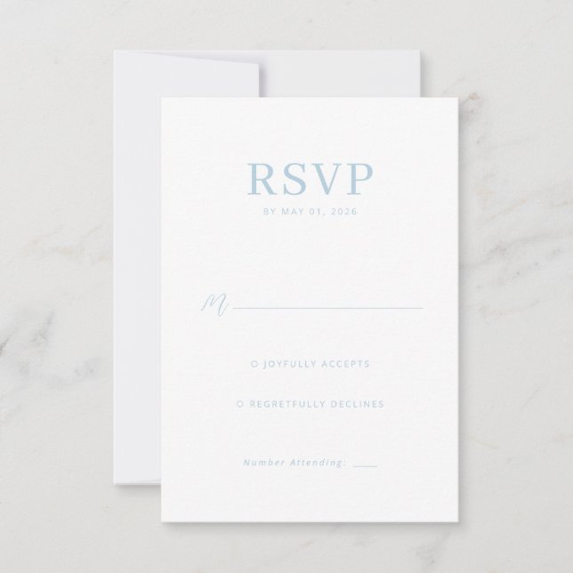 Cartão de RSVP Azul Elegante (Frente)