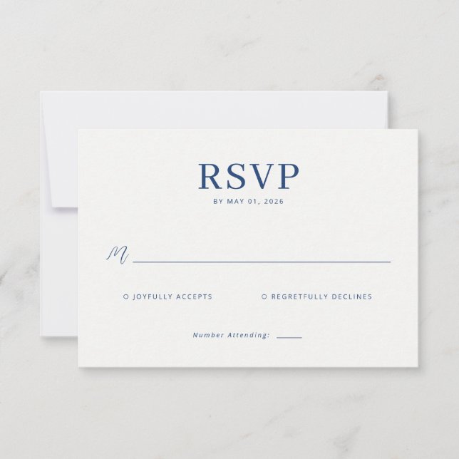 Cartão de RSVP Azul Elegante (Frente)