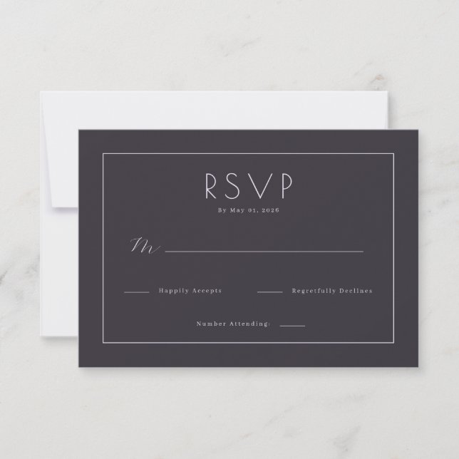 Cartão de RSVP Azul Elegante (Frente)