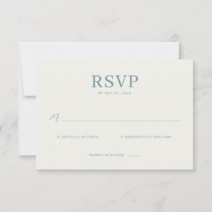 Cartão de RSVP Azul Elegante