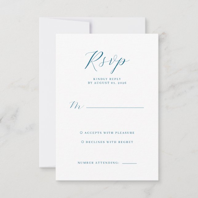 Cartão de RSVP Azul Elegante (Frente)