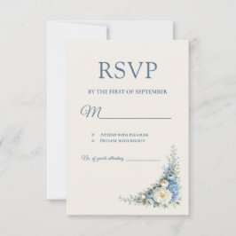 Cartão de RSVP Azul Empoeirado Europeu