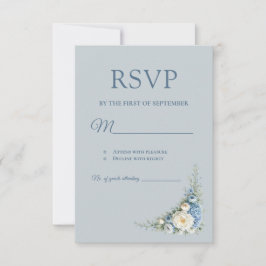 Cartão de RSVP Azul Empoeirado Europeu