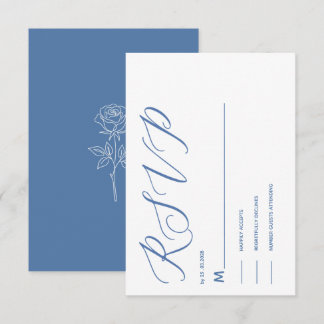 cartão de RSVP azul empoeirado simples e moderno e