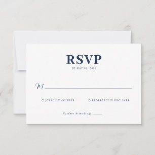 Cartão de RSVP Azul Marinho Elegante