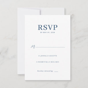 Cartão de RSVP Azul Marinho Elegante
