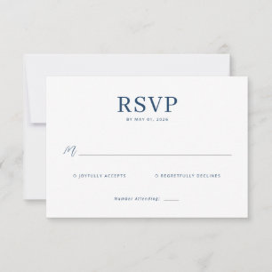 Cartão de RSVP Azul Marinho Elegante
