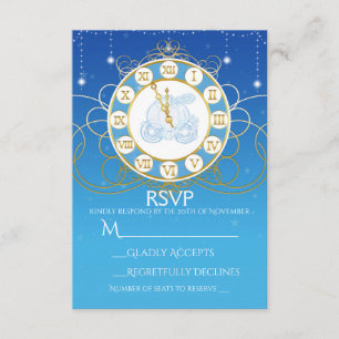Cartão de RSVP Azul Quase Meia-Noite da Cinderela