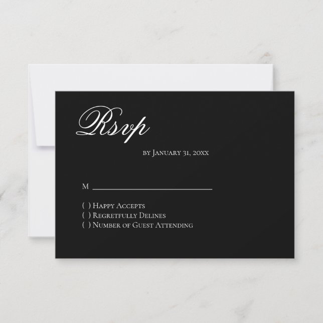Cartão de RSVP Básico e Elegante (Frente)