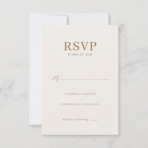 Cartão de RSVP Bege Elegante