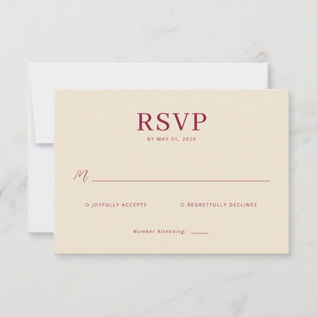Cartão de RSVP Bege Elegante (Frente)